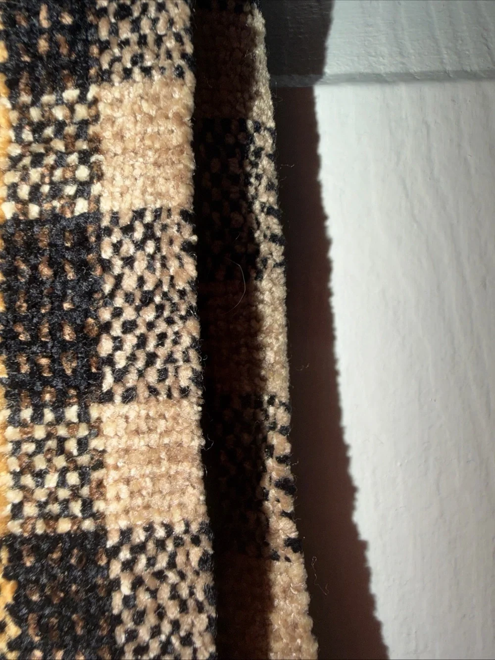 Frittelli & Lockwood Handwoven Checked Scarf in Beige,Mustard Black Chenille